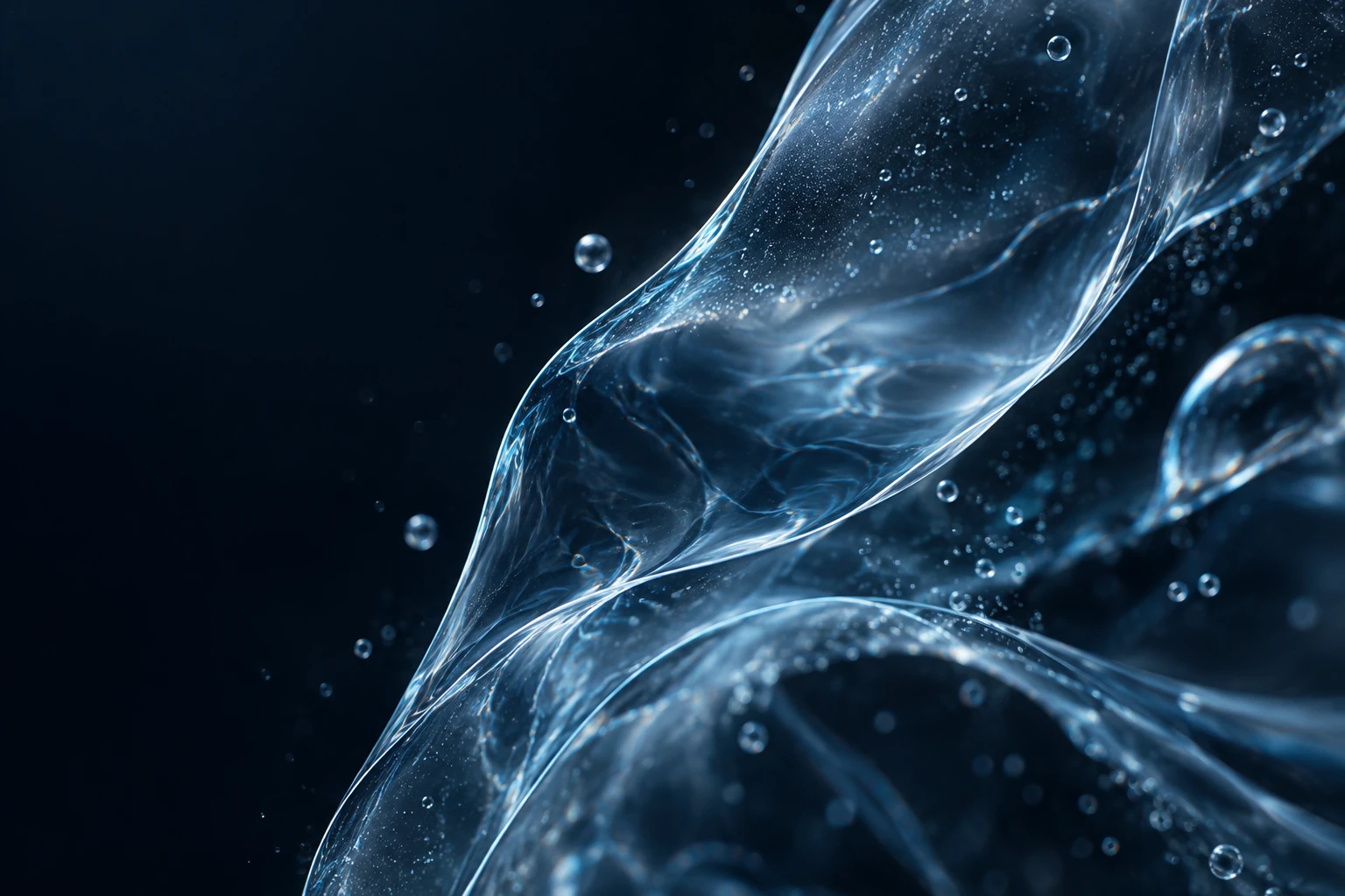 Abstract blue liquid-membrane artwork